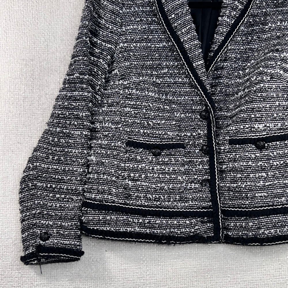 Talbots Women's Black White Tweed Jacket Blazer Size 6 Lined Classic - Picture 4 of 11
